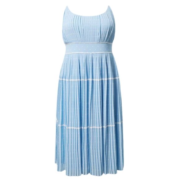 Torrid x Marilyn Monroe Blue Tiered Polka Dot Pleated Midi Dress Size 12 NWT - Picture 3 of 15